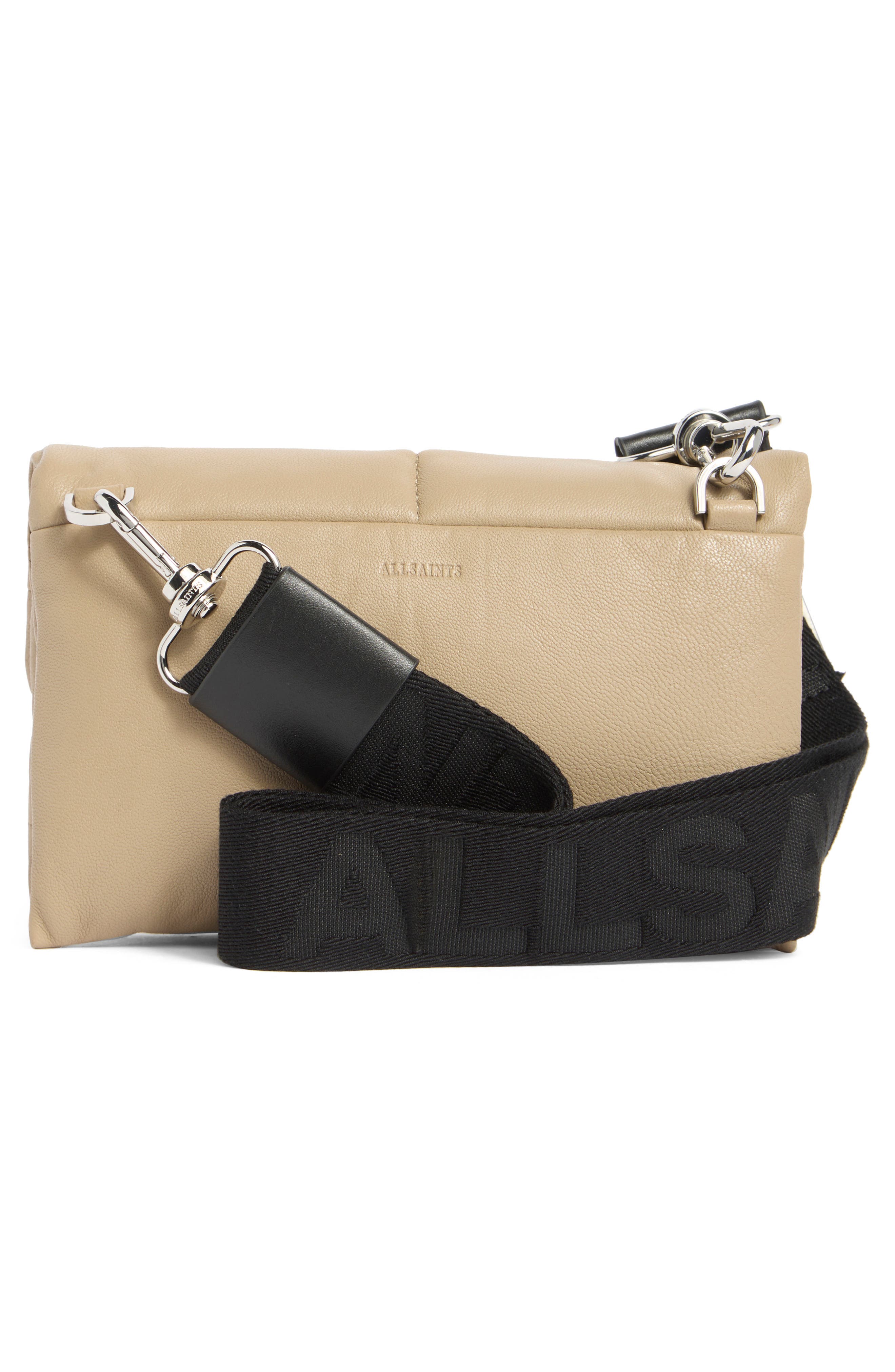 AllSaints Ezra Quilted Crossbody Bag, Alternate, color, Mink Grey