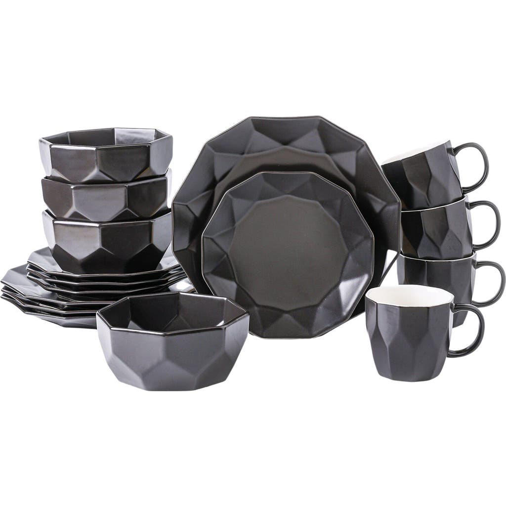 Stone Lain Jamie Porcelain 16-piece Dinnerware Set In Black