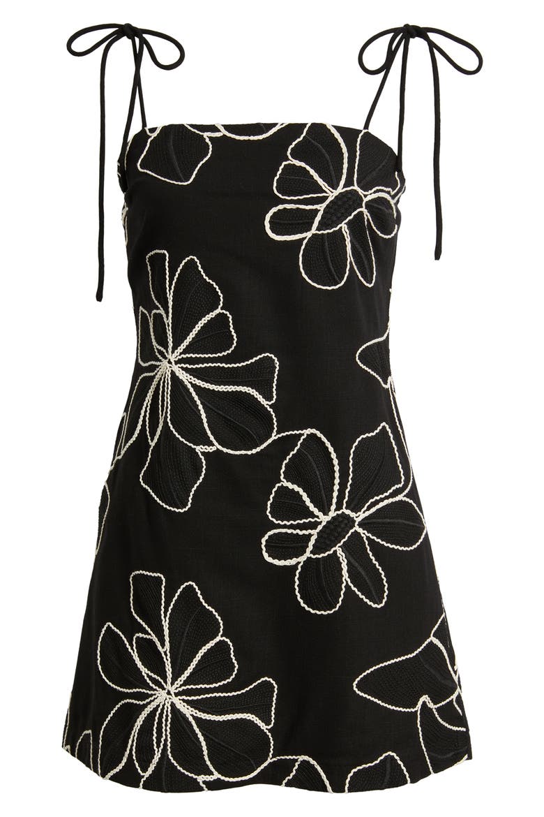 Floral Embroidered Tie Strap Minidress, Alternate, color, BLACK MULTI