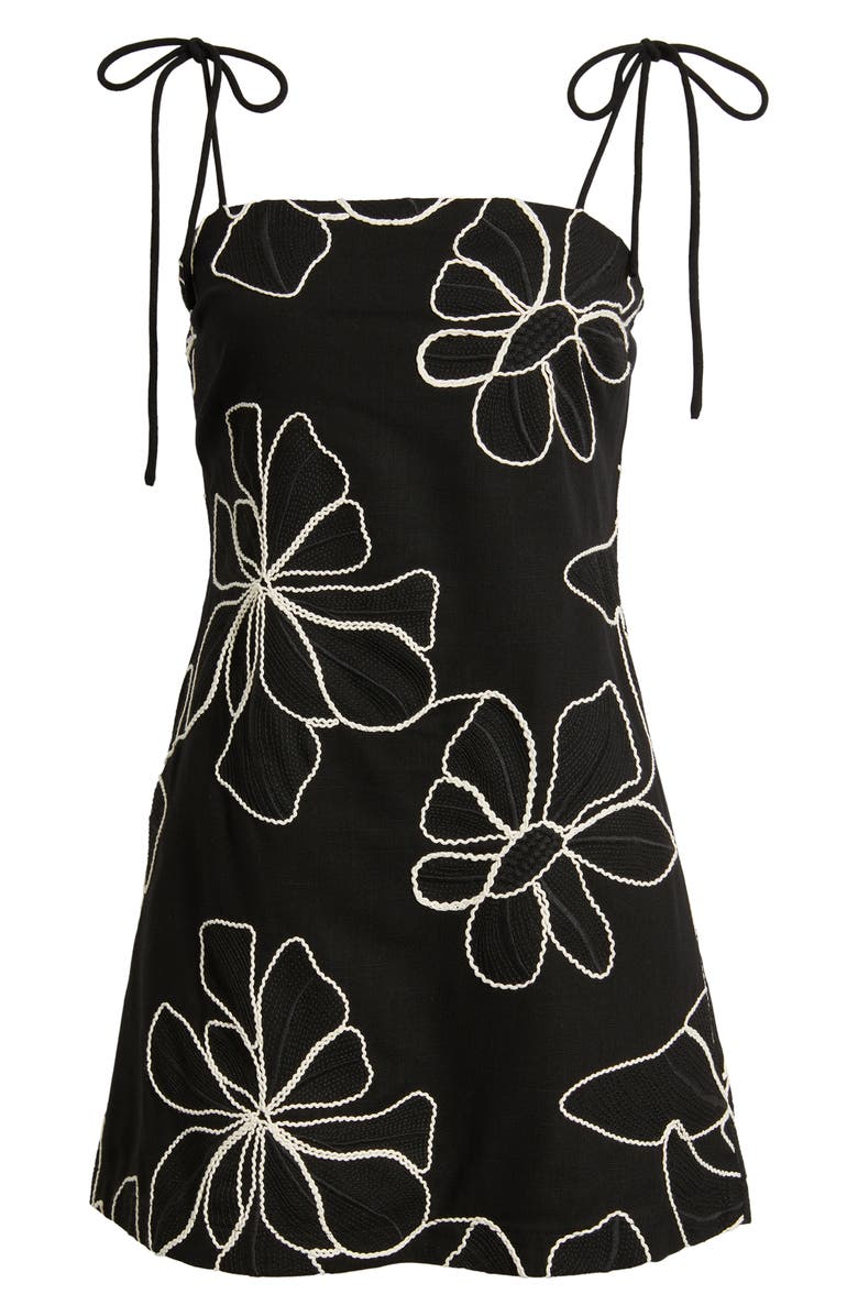 MOON RIVER Floral Embroidered Tie Strap Minidress, Alternate, color, Black Multi