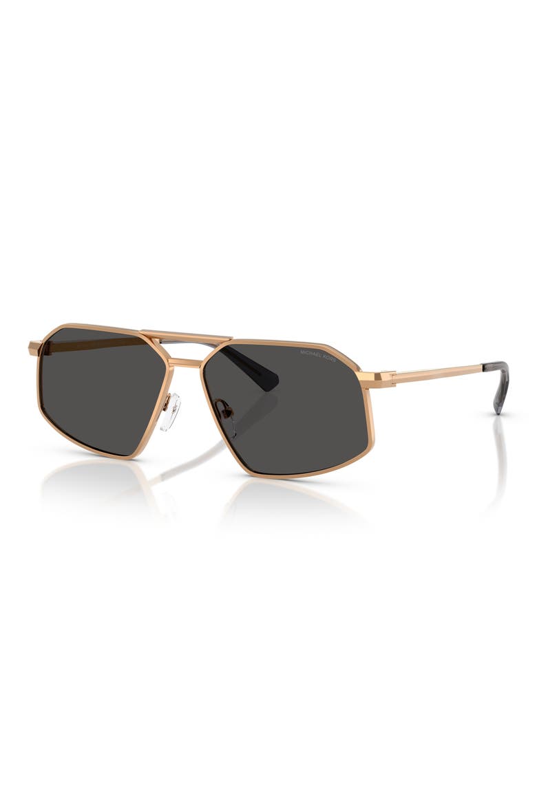 60mm Irregular Sunglasses, Alternate, color, BEIGE GOLD / DARK GREY SOLID
