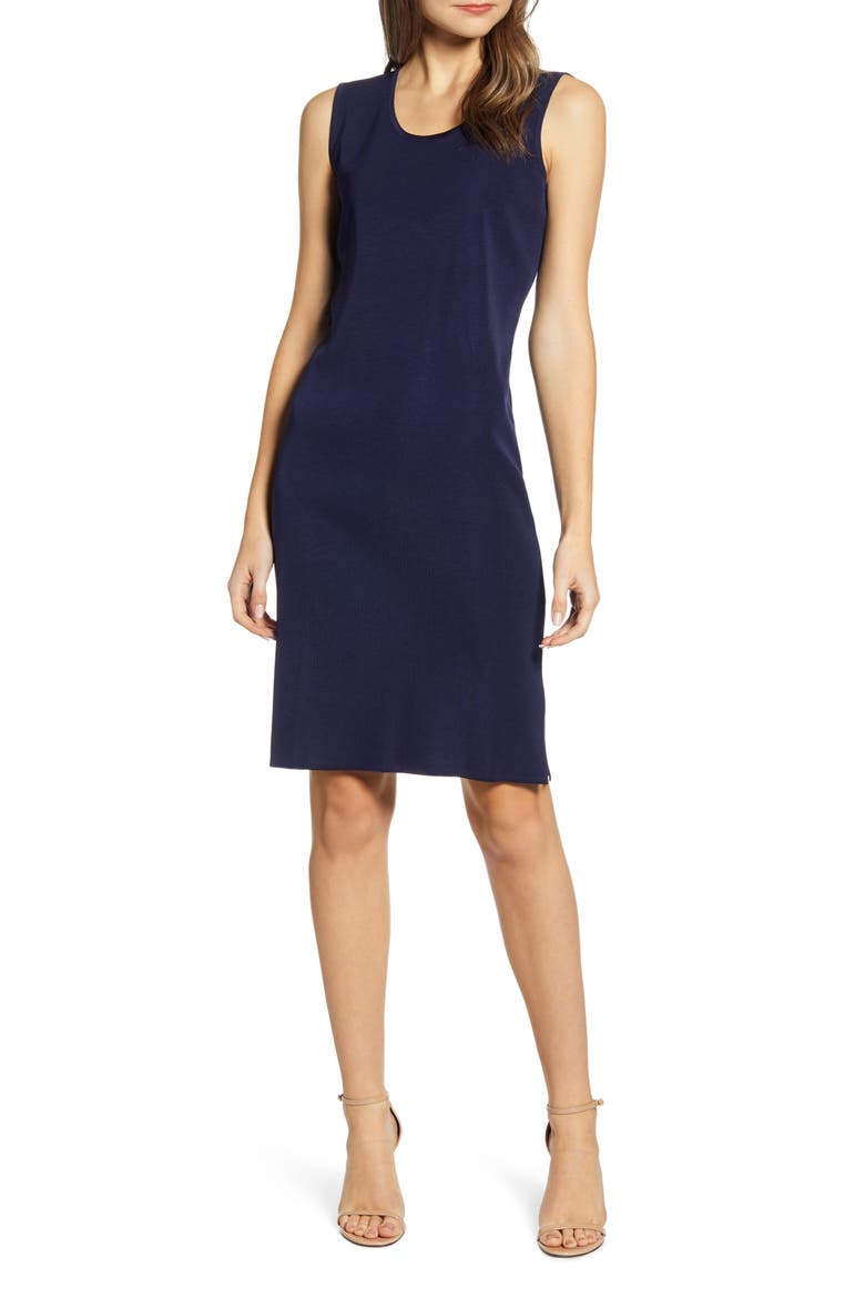 Scoop Neck Knit Sheath Dress, Main, color, INDIGO