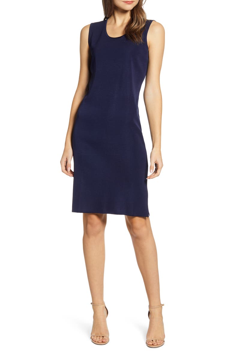 Ming Wang Scoop Neck Knit Sheath Dress, Main, color, 