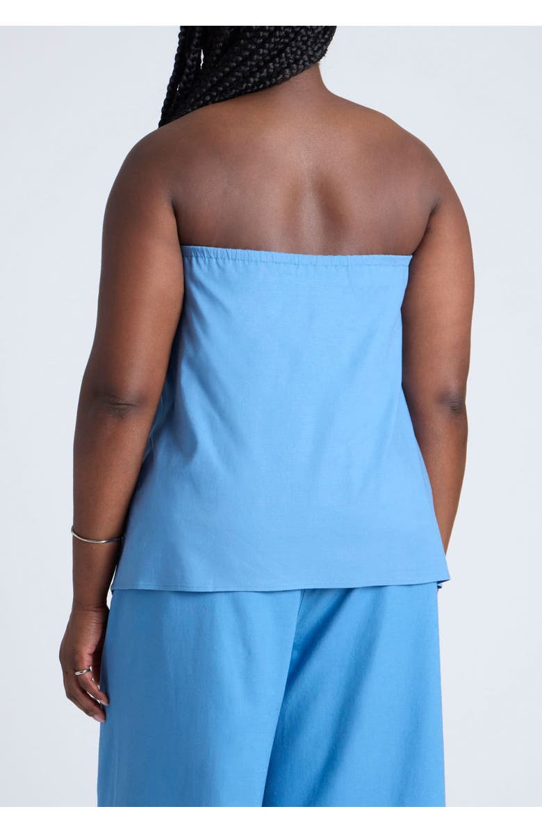 ELOQUII Linen Blend Column Tube Top, Alternate, color, Parisian Blue