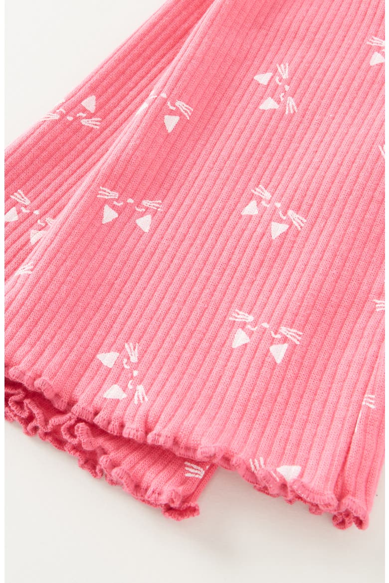 Kids' Rib Print Flare Leggings, Alternate, color, PINK FANDANGO KITTEN FACE