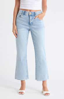 Democracy Scalloped Fray Hem Ankle Flare Leg Jeans