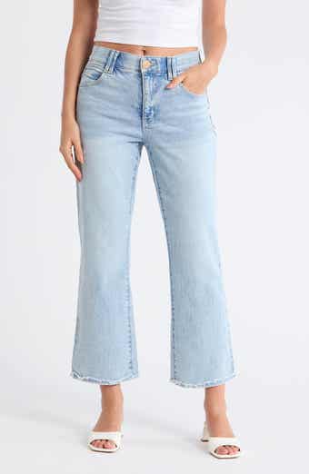 Democracy Scalloped Fray Hem Ankle Flare Leg Jeans