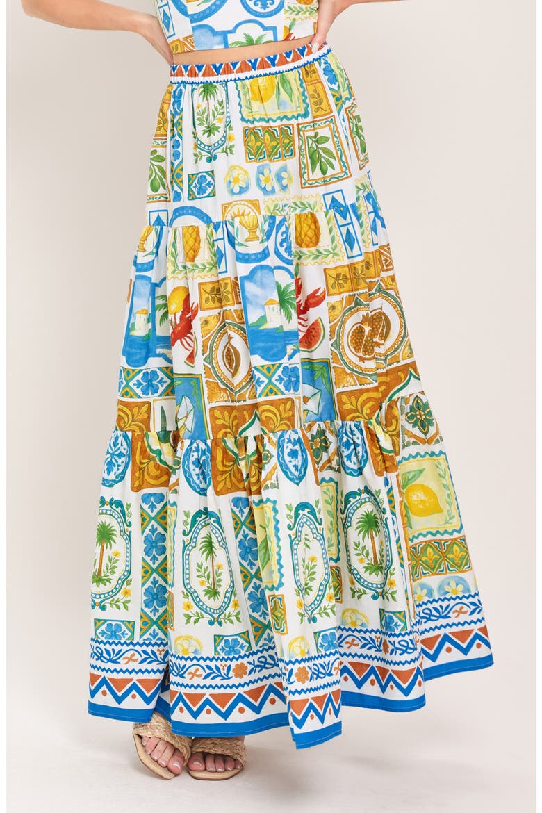 Tiered Maxi Skirt, Alternate, color, IVORY MULTI