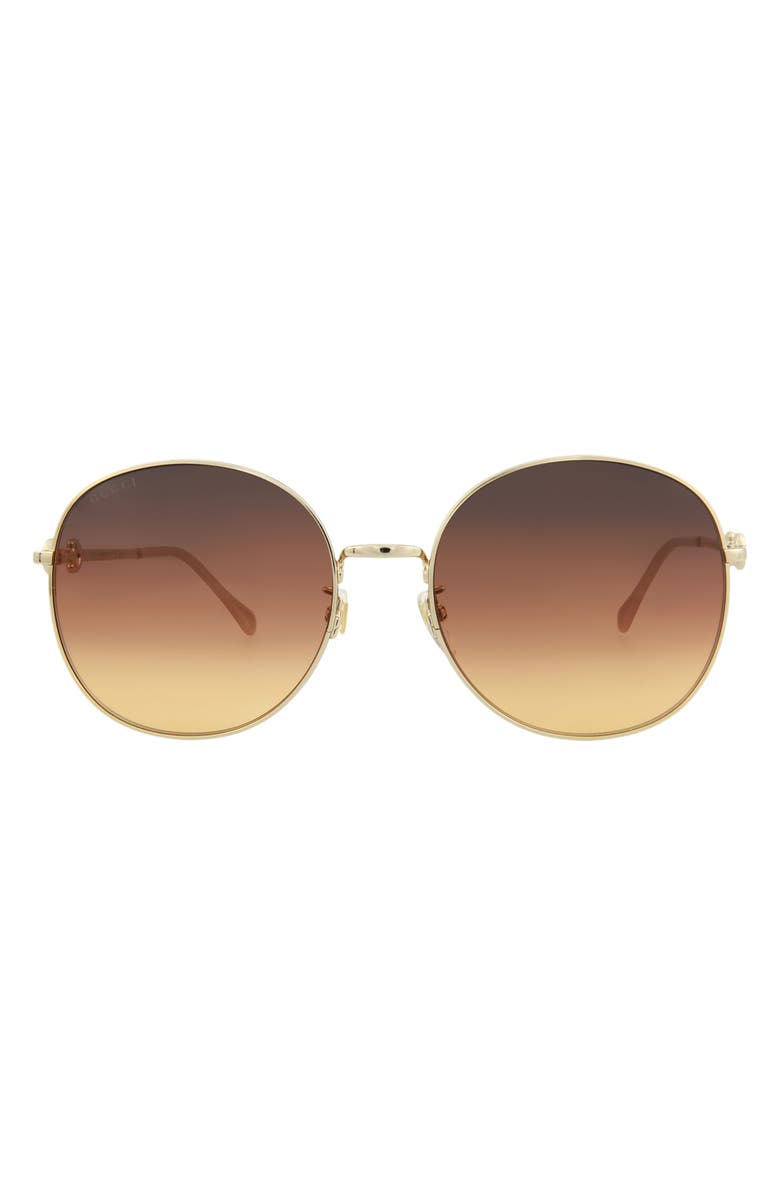 Gucci 59mm Round Novelty Sunglasses, Main, color, Gold Gold Brown