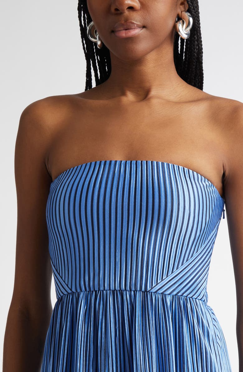 Ramy Brook Deyvani Stripe Strapless Maxi Dress, Alternate, color, Ribbon Blue Pleated