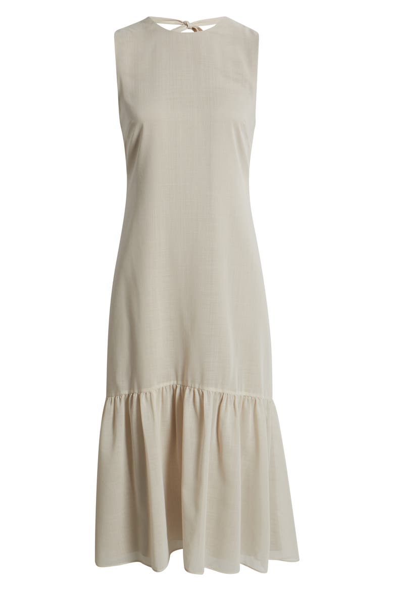 Tier Tie Back Midi Dress, Alternate, color, SAND