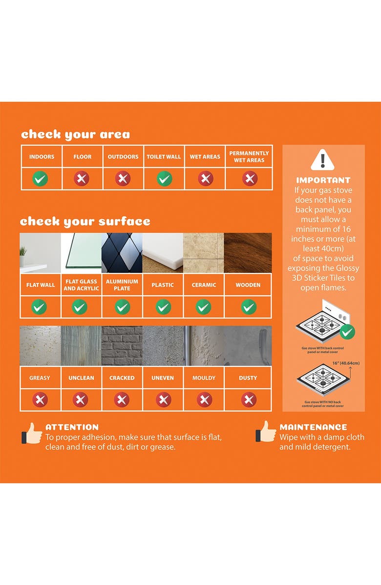 WALPLUS Moroccan Rose Red Mosaic Glossy 3D Sticker Tile 15.4 cm (6 in) - 16pcs in a pack, Alternate, color, 