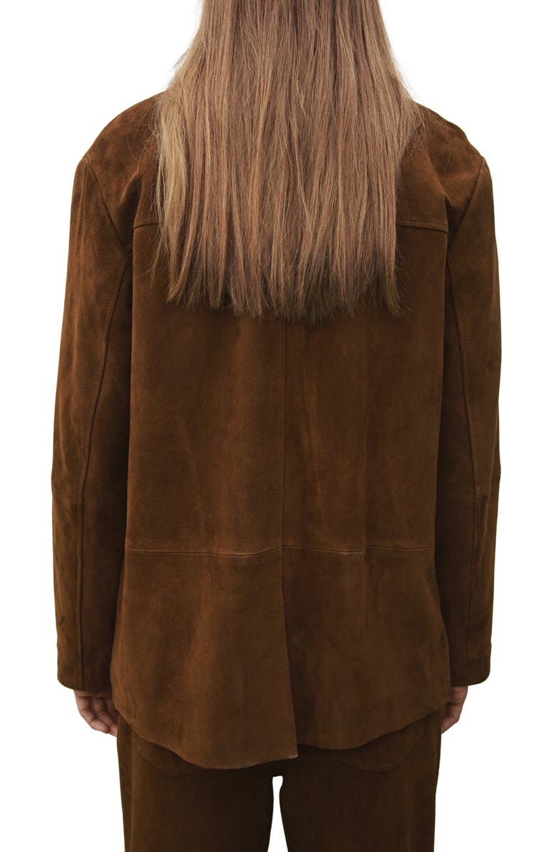 MANGO Straight Suede Blazer, Alternate, color, Tobacco Brown