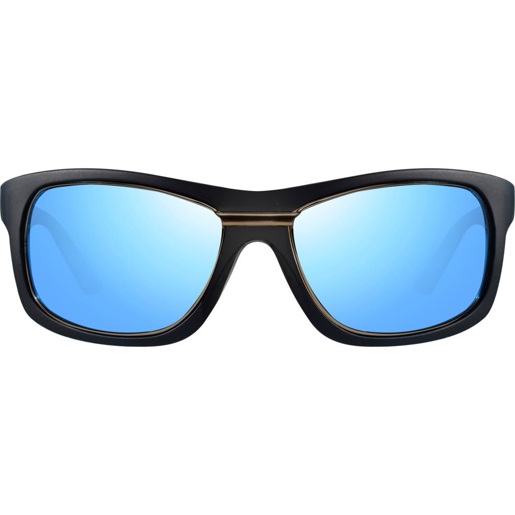 Revo Genesis 57mm Polarized Rectangular Sunglasses In Matte Blue