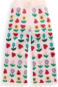 Mini Boden Kids' Floral Jacquard Cotton Knit Pants
