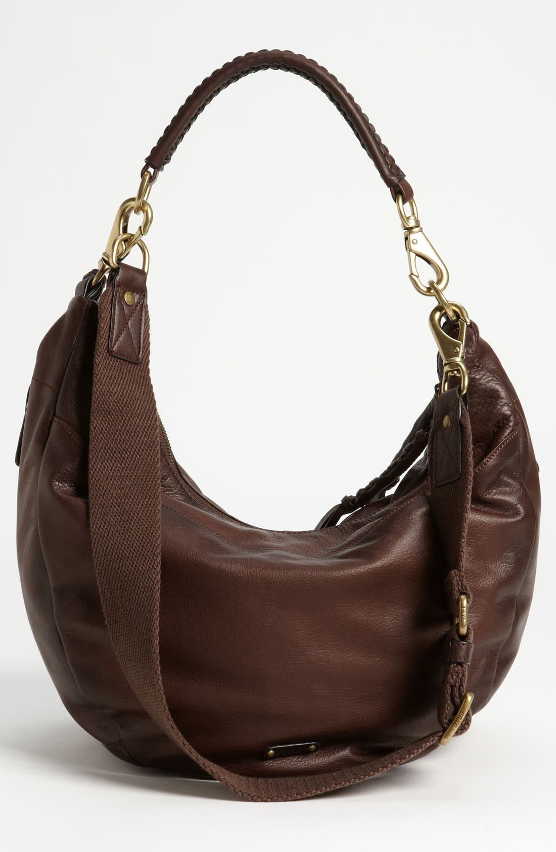 'Jenny' Leather Hobo, Alternate, color, DARK BROWN