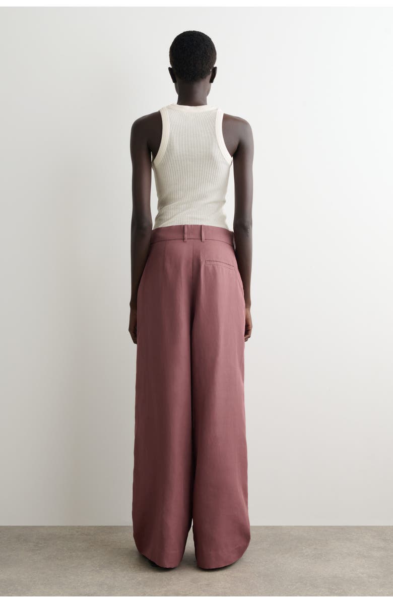 COS Relaxed Linen-Blend Wide-Leg Pants, Alternate, color, Rust