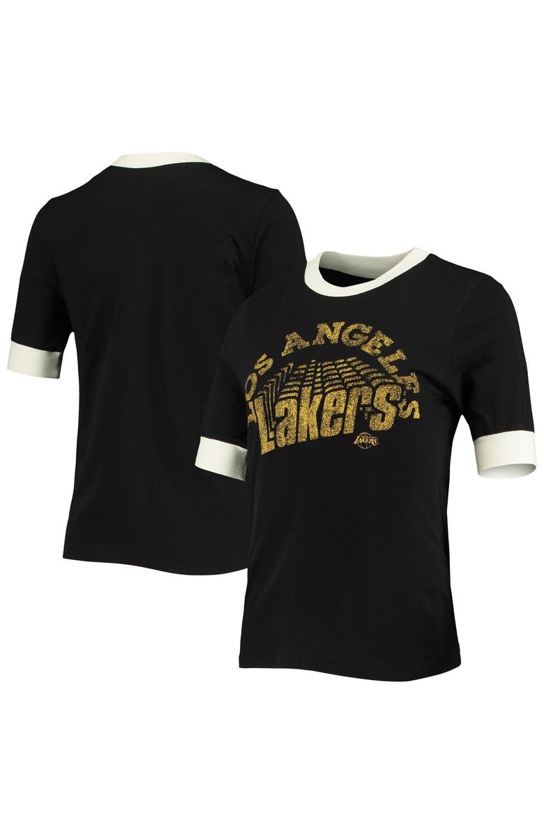Junk Food Women's Junk Food Black Los Angeles Lakers Slim Ringer T-Shirt, Main, color, 