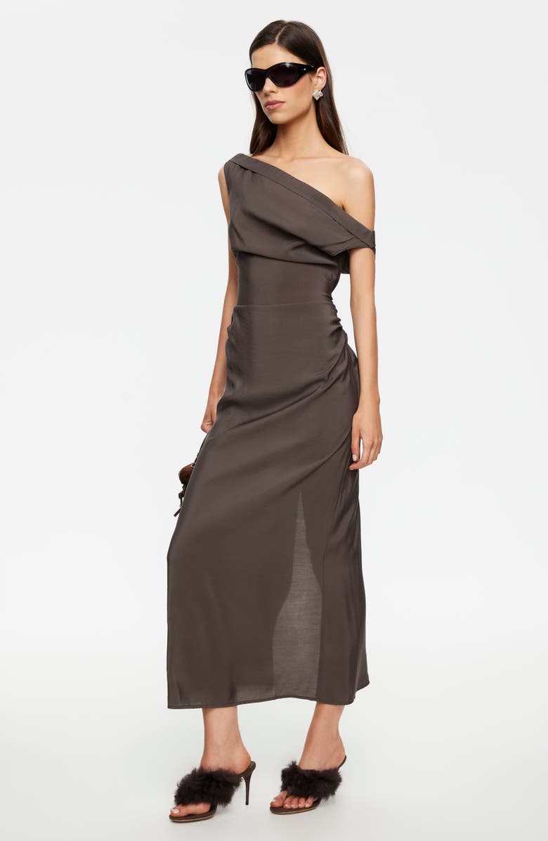 LIONESS Sweetheart One-Shoulder Maxi Dress, Alternate, color, Cocoa