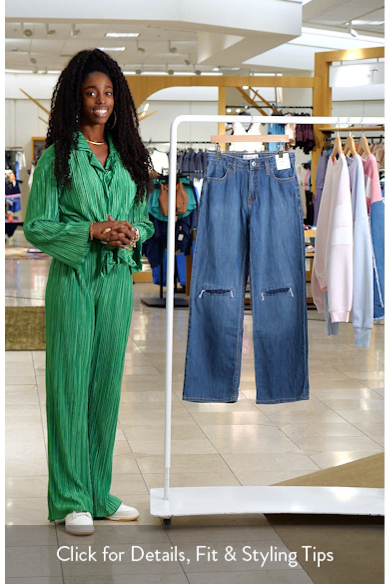 Kids' Ripped High Waist Wide Leg Jeans video