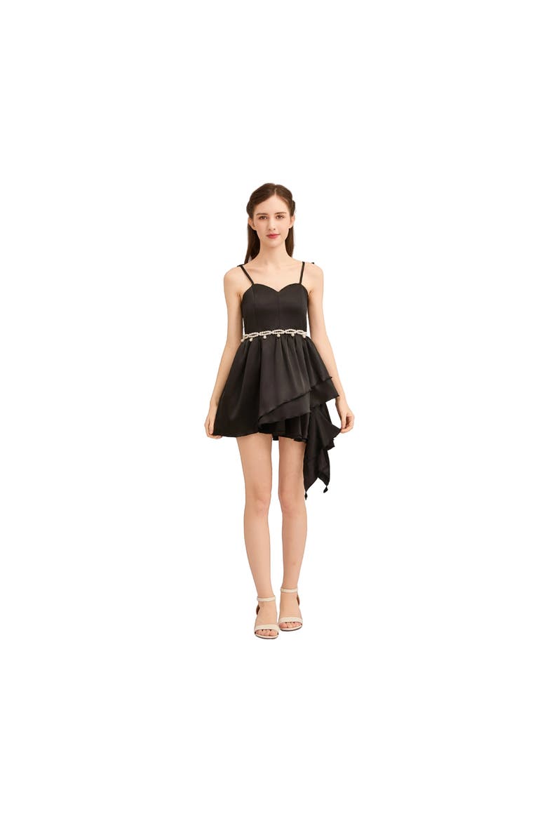 Sweetheart Bow Belt Dress, Alternate, color, Black