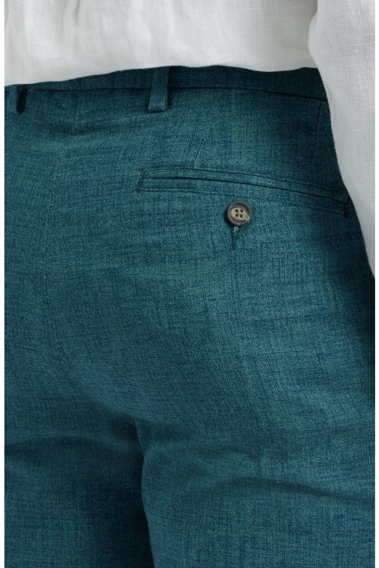 Solid Linen Look Flat Front Cotton Shorts, Alternate, color, TEAL