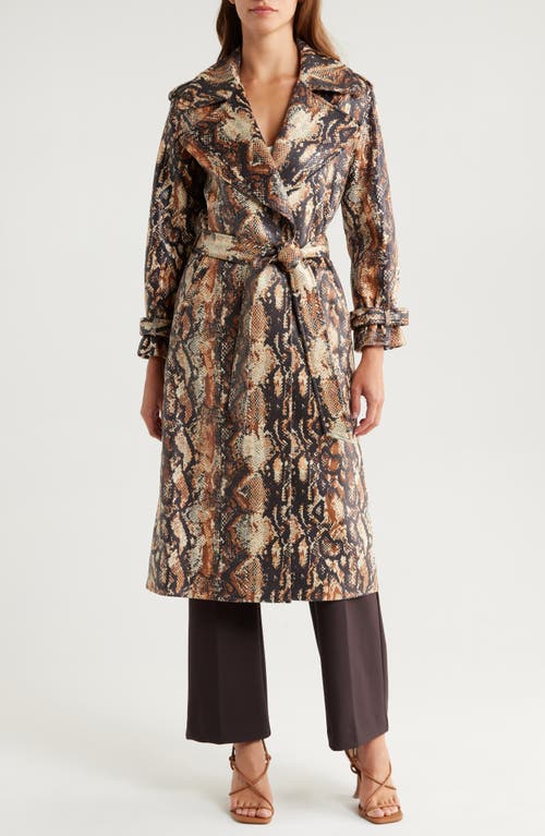 Alice And Olivia Nevada Drapey Mid Length Trench Coat In Animal Print