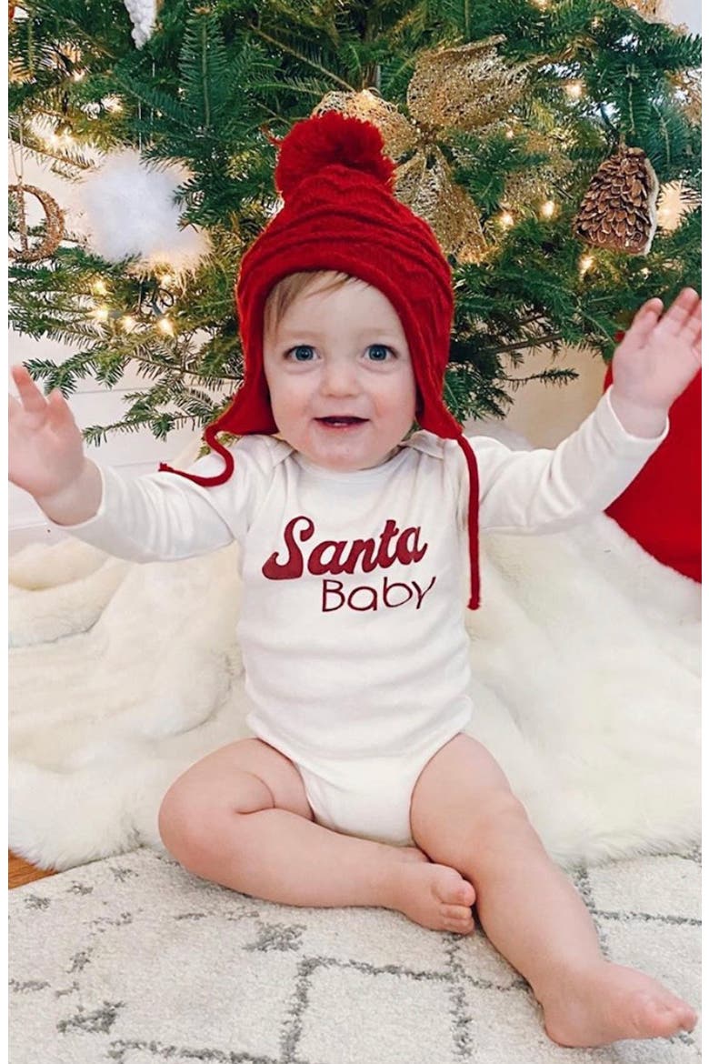 Organic Cotton Santa Baby Bodysuit, Alternate, color, NATURAL
