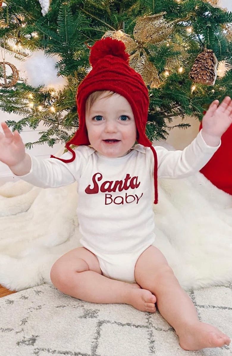Tenth & Pine Organic Cotton Santa Baby Bodysuit, Alternate, color, 