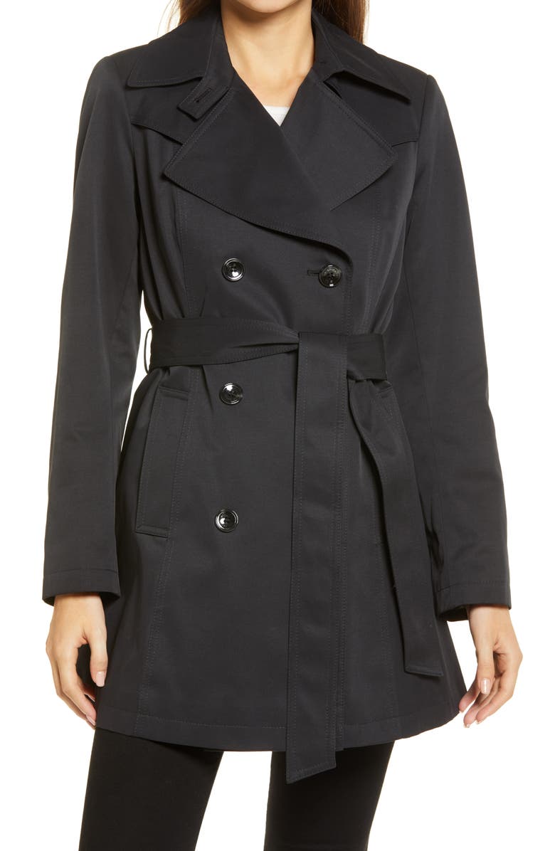 Via Spiga Double Breasted Belted Raincoat, Main, color,