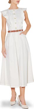 FREEMARKET Belted Denim Midi Dress