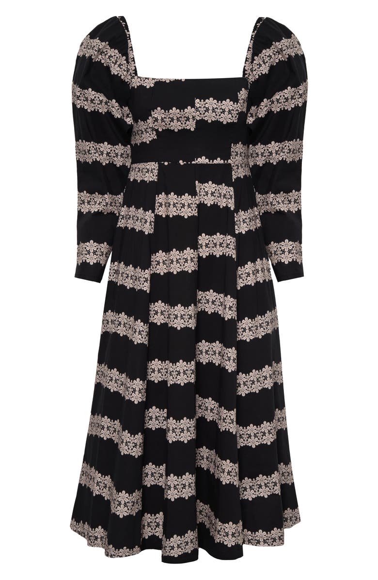 The Lulo Project Square Dance Stretch Cotton Midi Dress, Alternate, color, 2 Lines Macrame