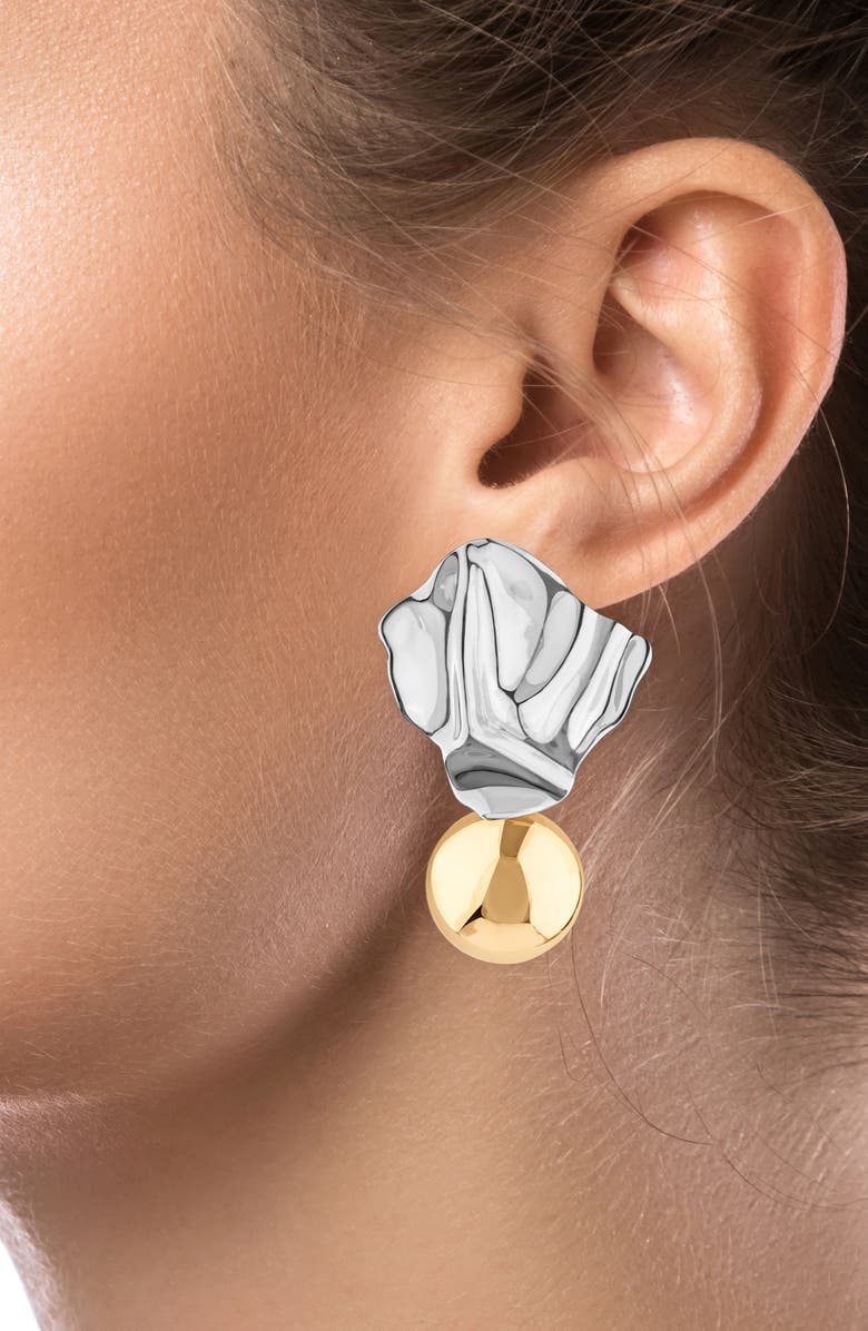 JARDIN Two-Tone Molten Statement Earrings, Alternate, color, Silver/ Gold
