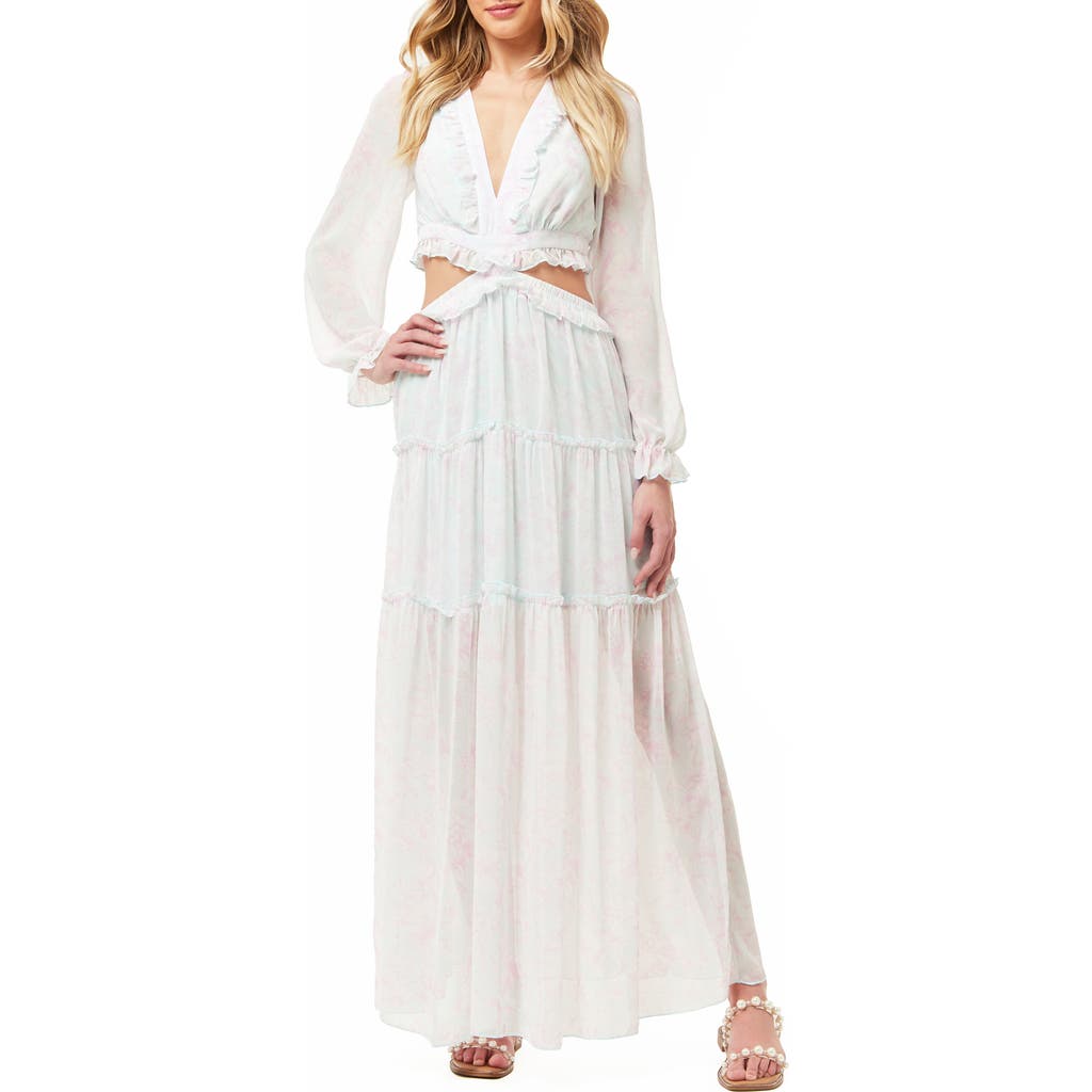 By Design France Long Sleeve Chiffon Maxi Dress In White