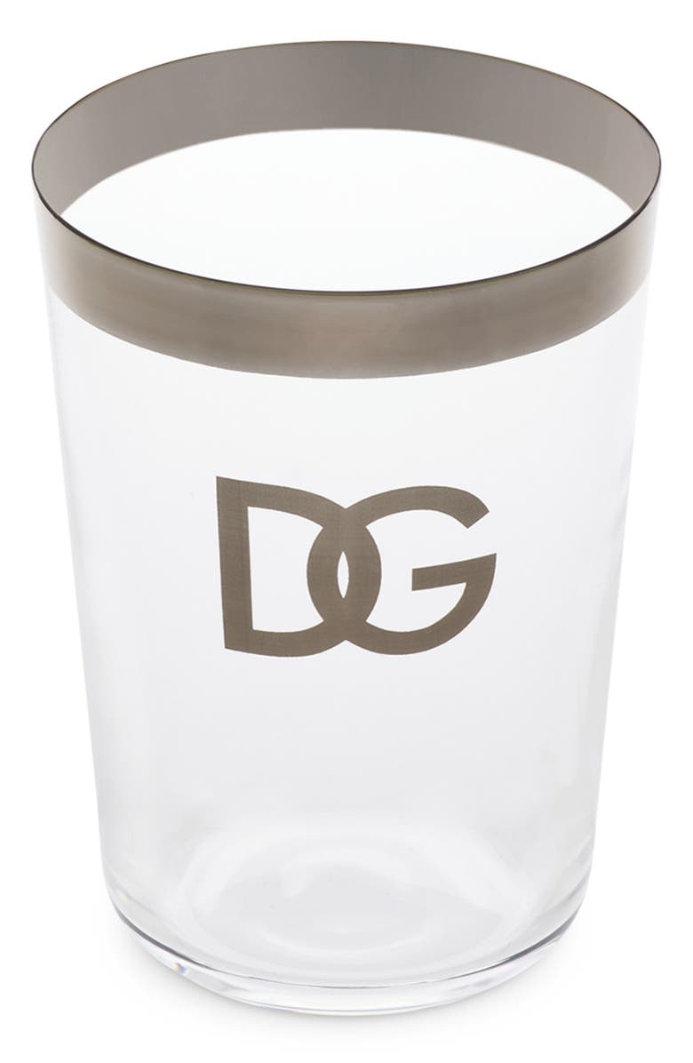Dolce&Gabbana DG Logo Set Of 2 Soft Drinks Glasses, Alternate, color, Trasp/ Silver