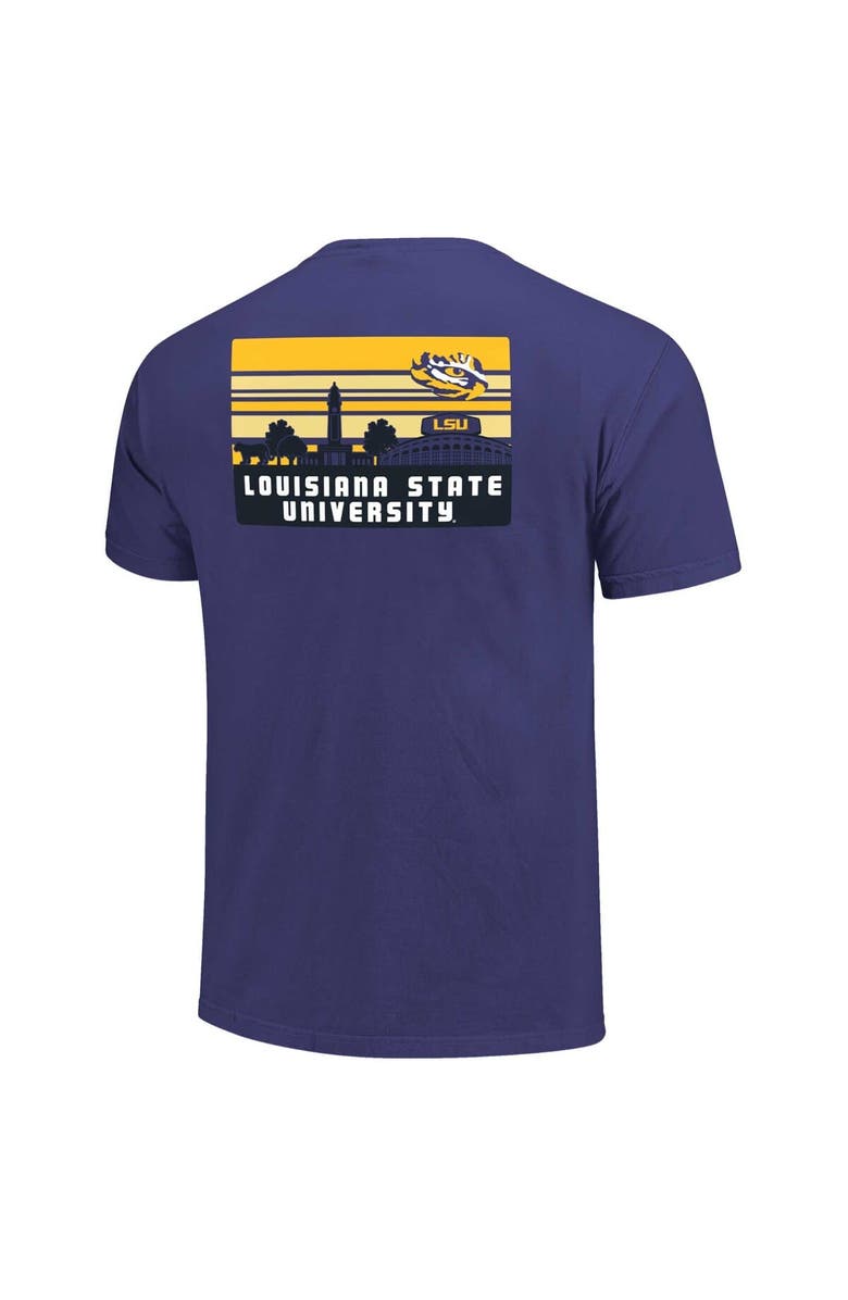 IMAGE ONE Men's Purple LSU Tigers Striped Campus Skyline T-Shirt, Alternate, color,