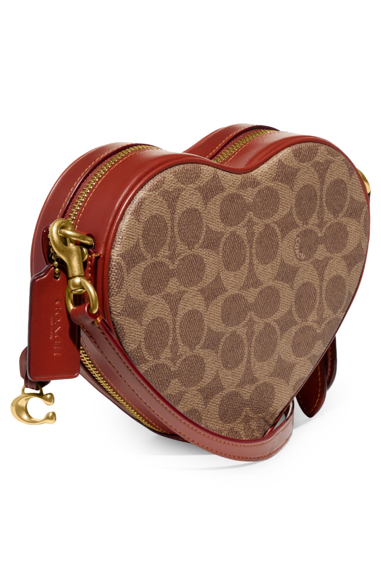 COACH Coated Canvas & Leather Heart Crossbody Bag, Alternate, color, 