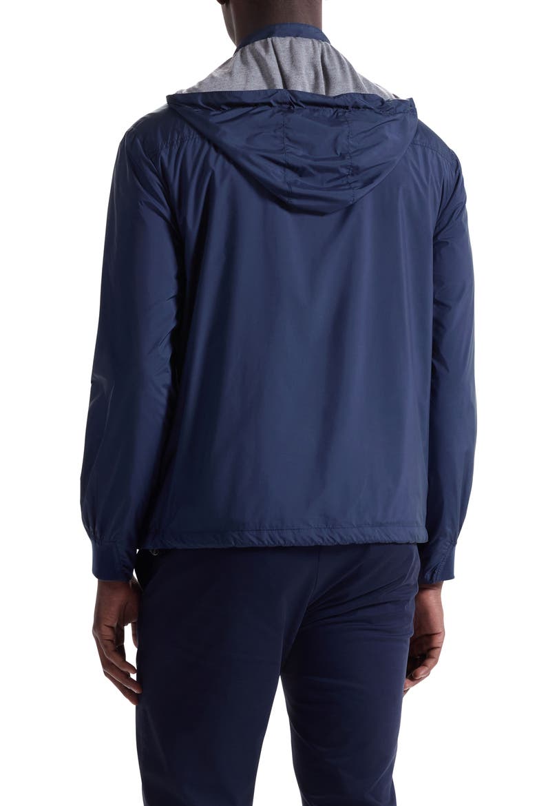 Water Repellent Windbreaker with Removable Drawstring Hood, Alternate, color, NAVY