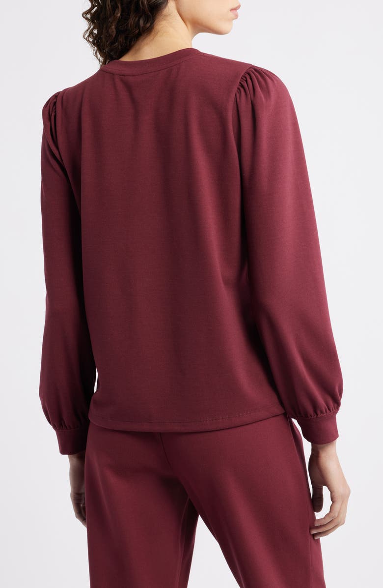 Caslon<sup>®</sup> Blouson Sleeve Top, Alternate, color, Burgundy Tannin