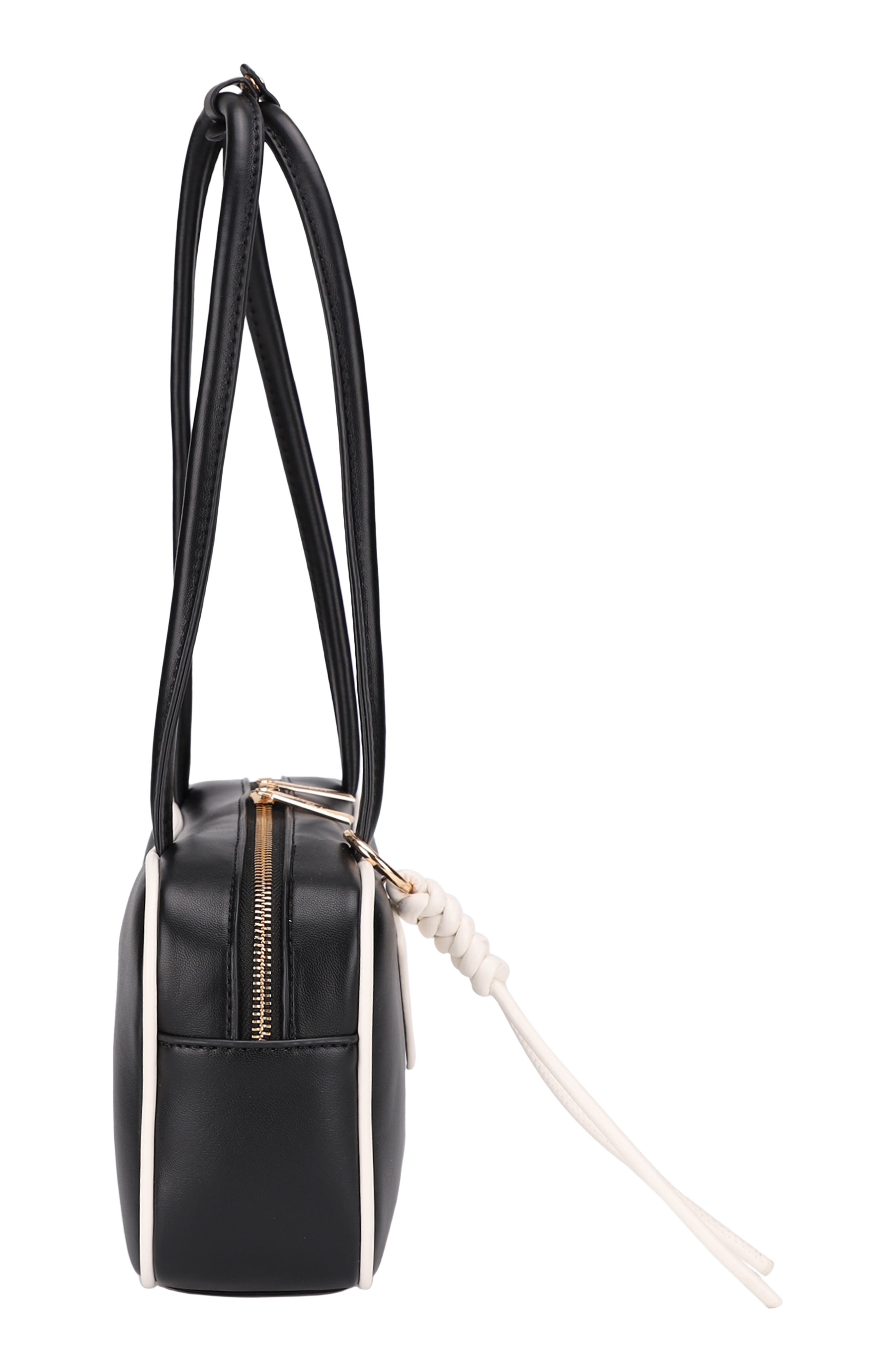 Mali + Lili Eko Vegan Leather Shoulder Bag, Alternate, color, Black Bone