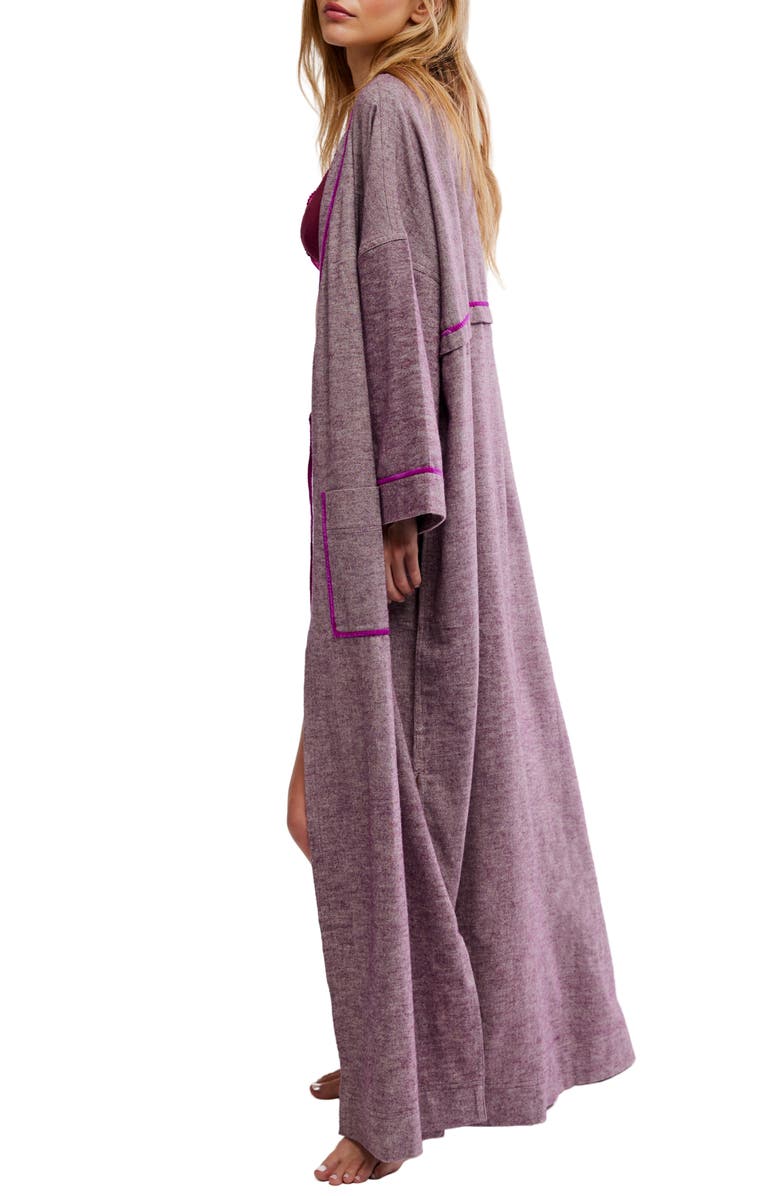 Free People Close to Home Cotton Flannel Robe, Alternate, color, Cactus Flower
