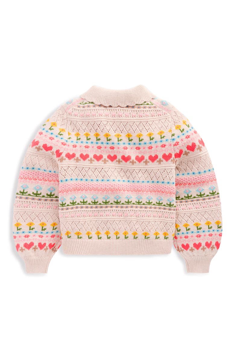 Kids' Collared Fair Isle Cardigan, Alternate, color, OATMEAL FLOWERS FAIR ISLE