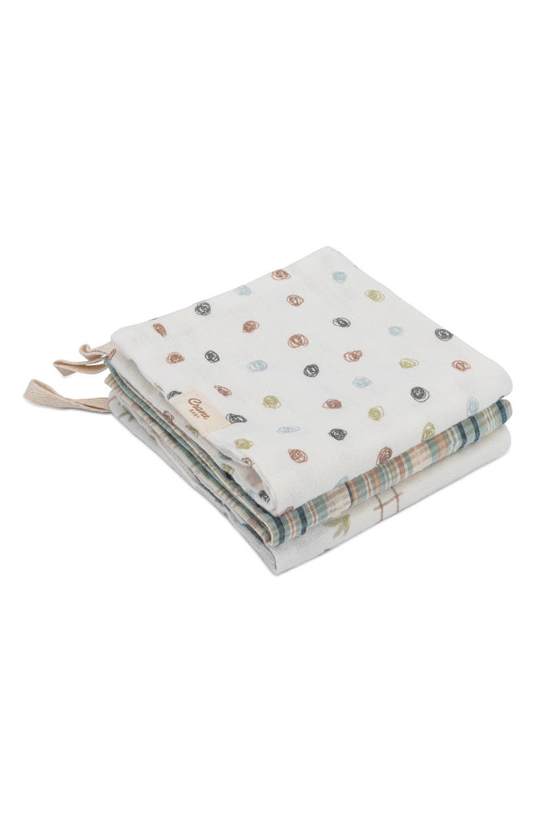 CRANE BABY Tractor Assorted 3-Pack Washcloth & Hooded Bath Towel Set, Main, color, Beige