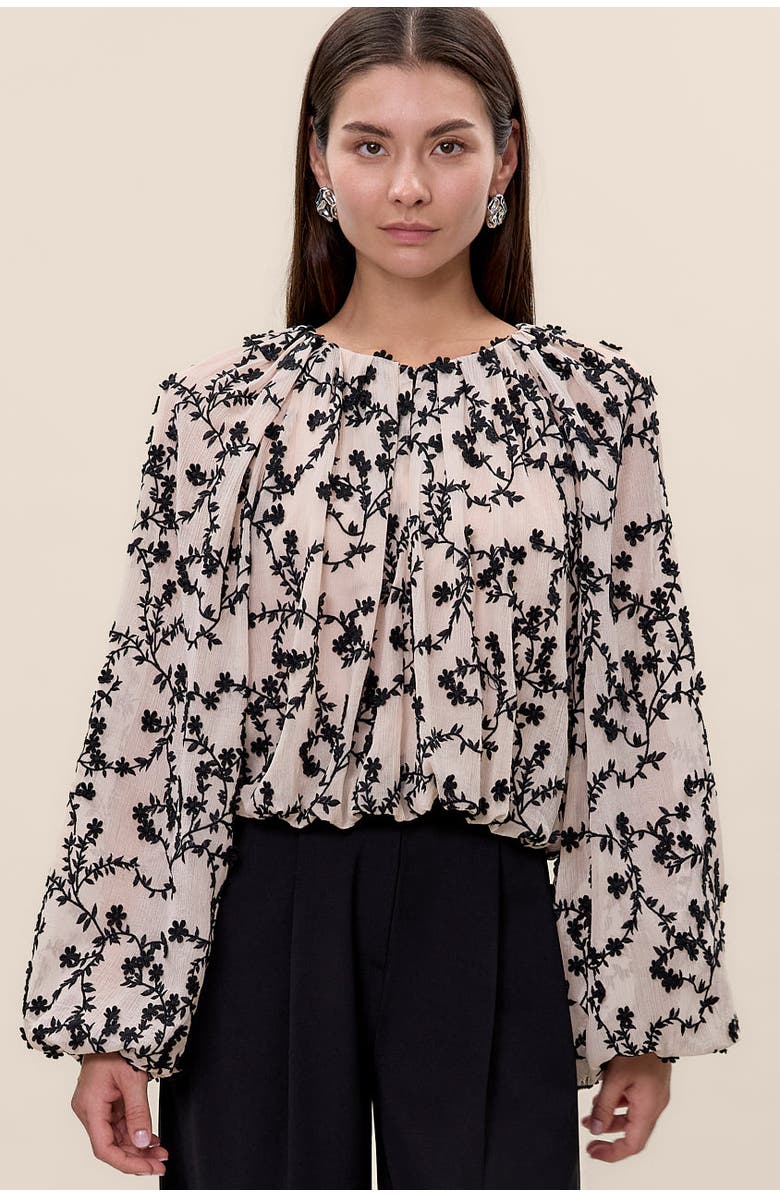 Rebecca Taylor Marisol Bubble Top, Main, color, Antique White/Black