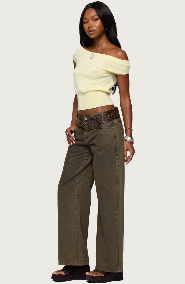 EDIKTED Michaela One-Shoulder Top, Alternate, color, Yellow