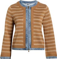 Wit & Wisdom Mixed Media Denim Trim Jacket