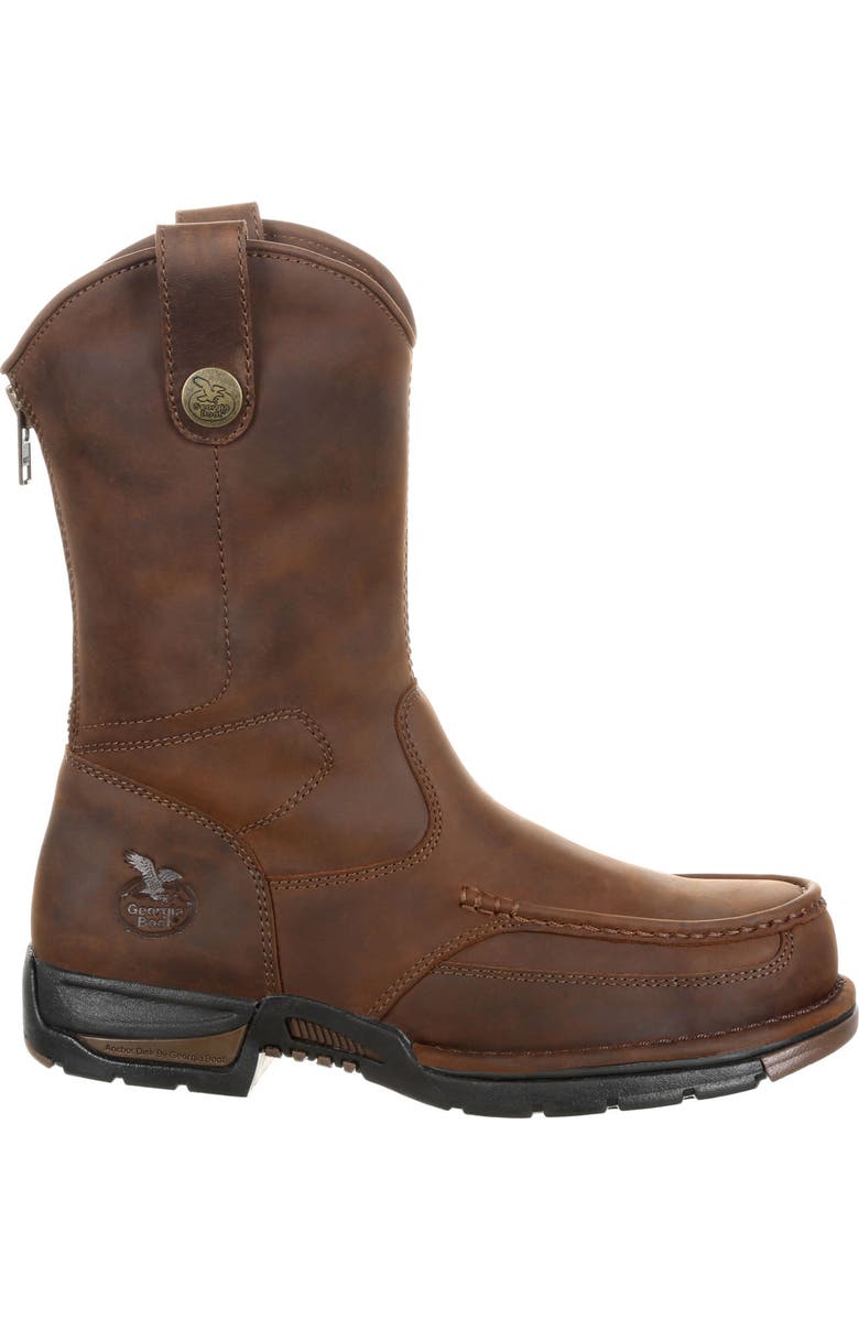 Georgia Boot Pullon Work Boot, Main, color, Dark Brown