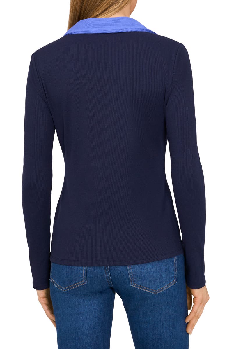 CeCe Colorblock Cotton Blend Polo Sweater, Alternate, color, 