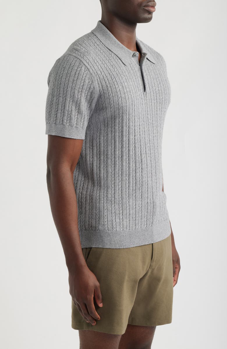 Nordstrom Cabled Cotton & Cashmere Polo Sweater, Alternate, color, 