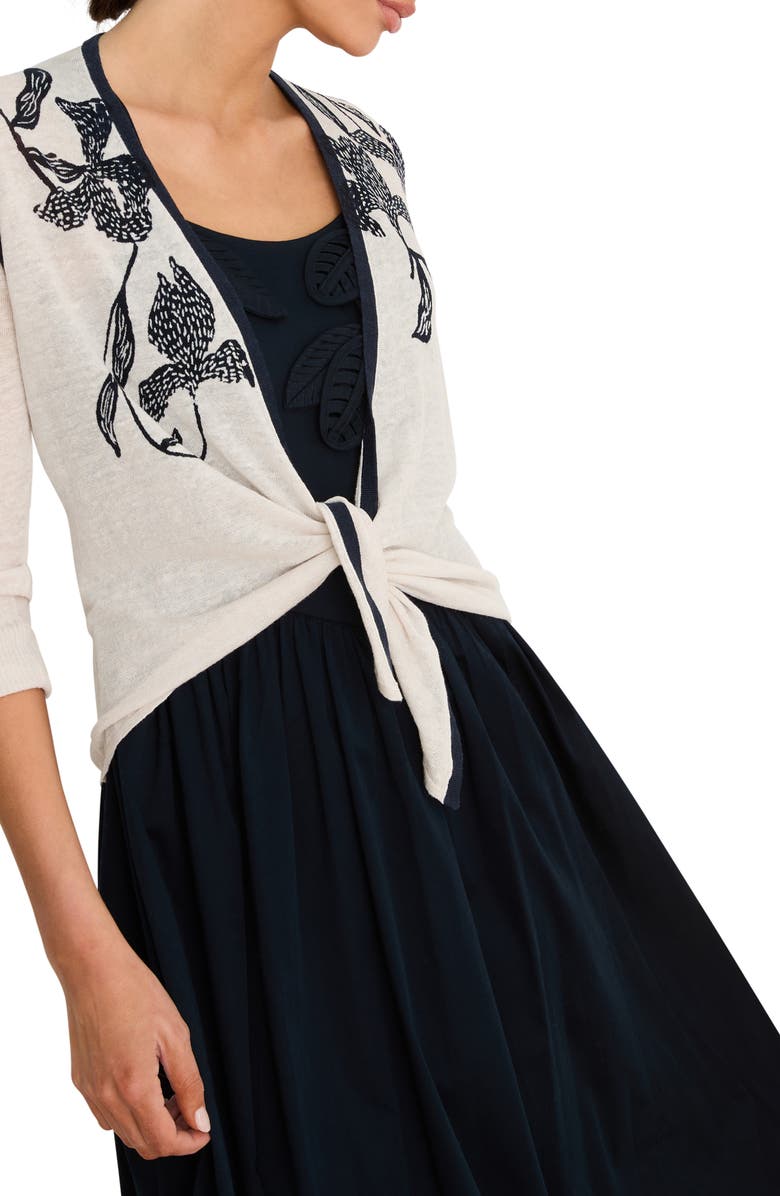 NIC+ZOE Inked Blooms Convertible Cardigan, Alternate, color, Cream Multi